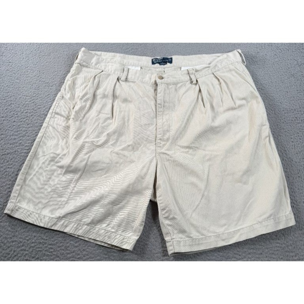 VTG Polo Ralph Lauren Tyler Shorts Mens‎ 42 (40x8.5) White Pleated Chino Cotton